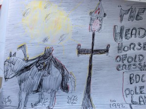 The famous headless horseman of pole cat lane in olde cressing village in 1992